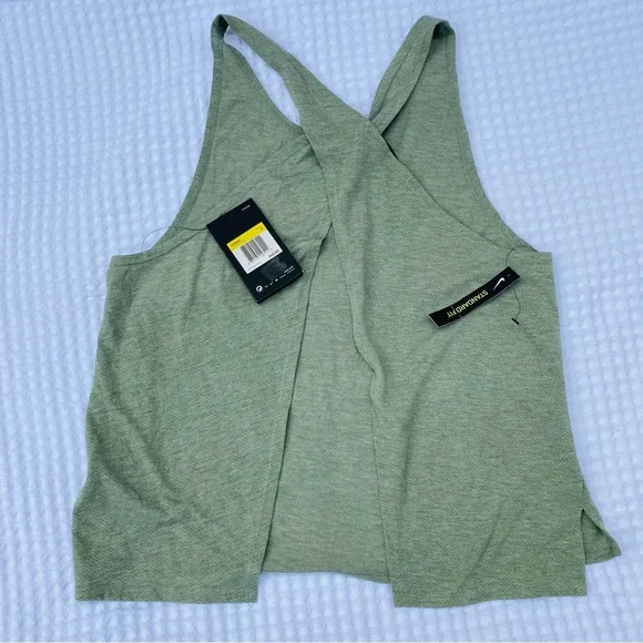Nike Womens Miler Run Tank Top Crissscross Split Back Green Size Small - Picture 2 of 5